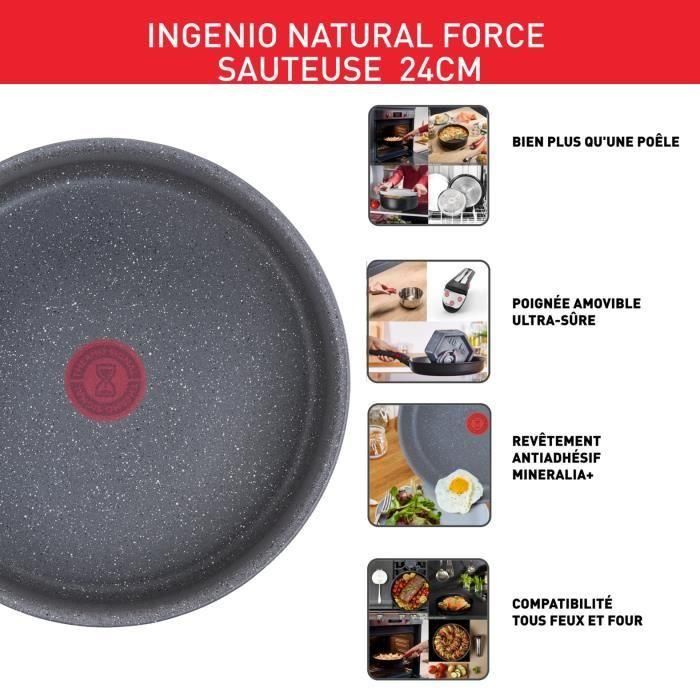 TEFAL INGENIO Sartén Natural Force 24cm, Inducción, Antiadherente, Apilable, Apta para lavavajillas, Fabricada en Francia L3963502 1