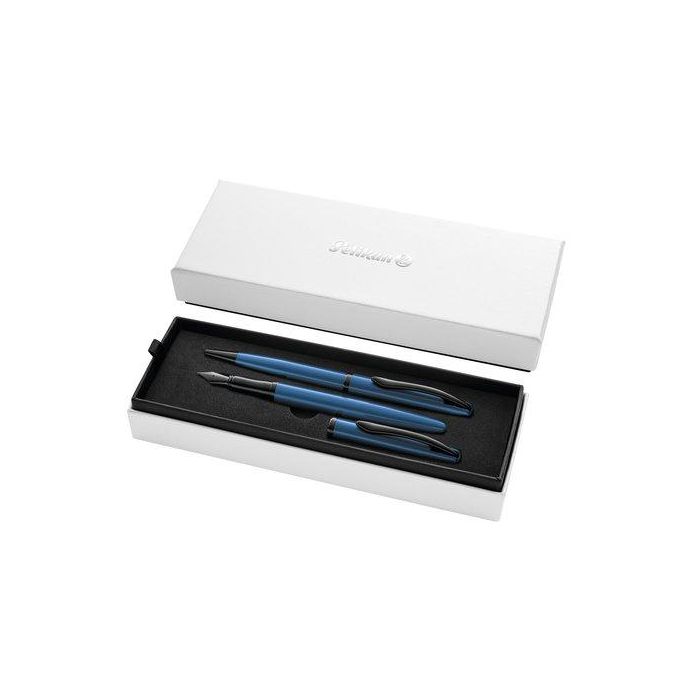 Pelikan Set Bolígrafo y Estilográfica Jazz Noble Elegance Tinta Azul Aguamarina Estuche de Regalo