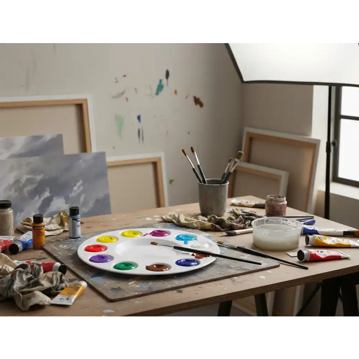 Liderpapel Paleta Plástico Redonda con 10 Huecos para Pintura 17 cm 5