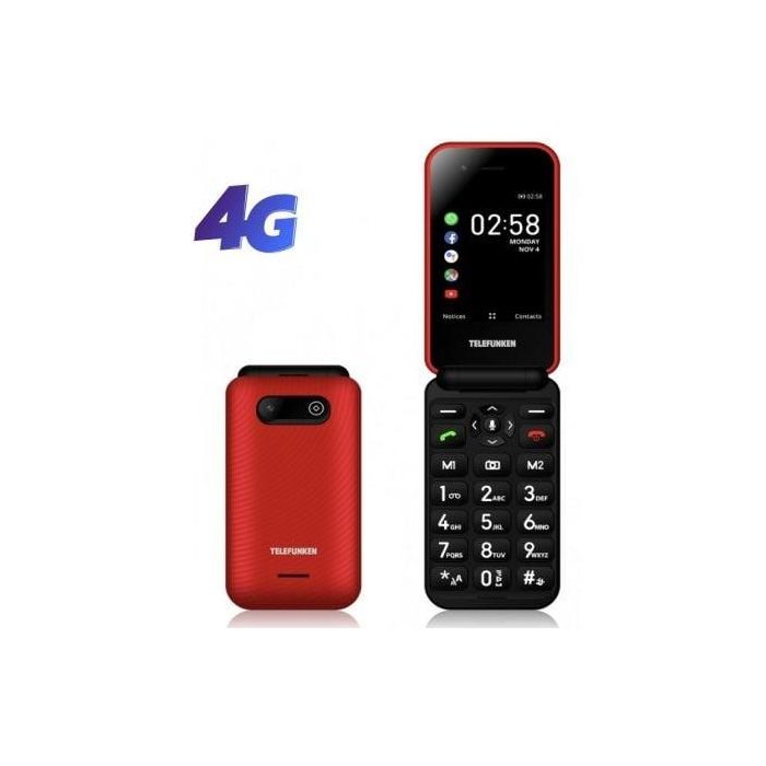 Teléfono Móvil Telefunken S760 para Personas Mayores/ Rojo Teléfono Móvil Telefunken S760 para Personas Mayores/ Rojo