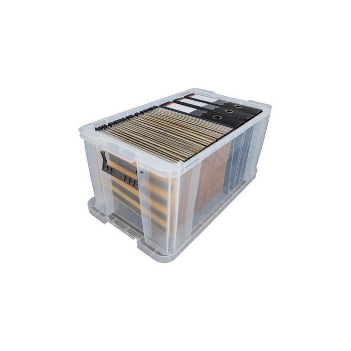 Archivo 2000 Caja De Almacenaje Low-Cost Apilable, Con Tapa Y Sistema De Bloqueo Para Evitar Que Se Abra Capacidad 54 Litros 380x650x310 mm Cristal Transparente Archivo 2000 Caja De Almacenaje Low-Cost Apilable, Con Tapa Y Sistema De Bloqueo Para Evitar Que Se Abra Capacidad 54 Litros 380x650x310 mm Cristal Transparente