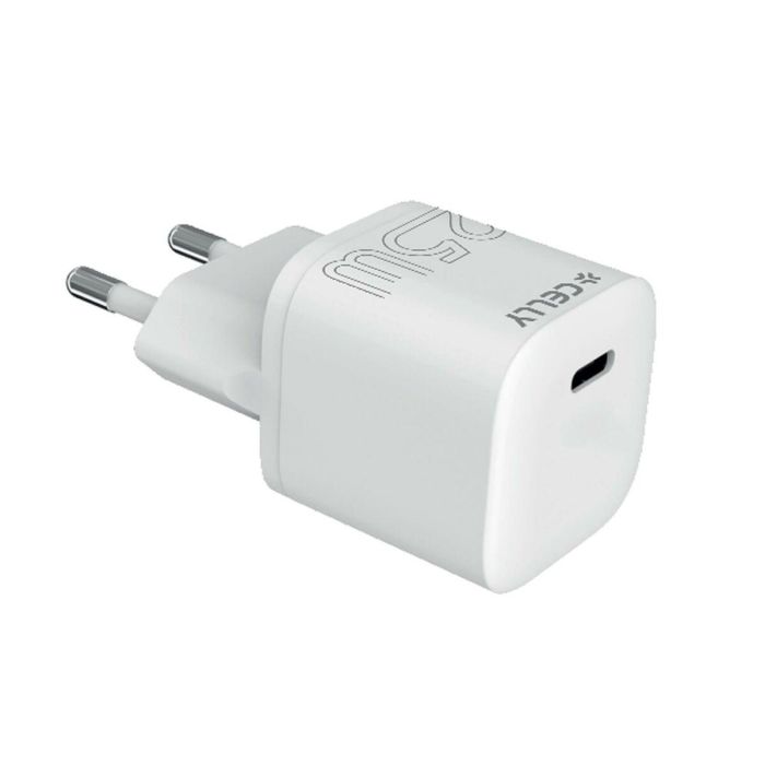 Cargador de Pared Celly UCTC1USBC25WWH 25 W Blanco 1 Cargador de Pared Celly UCTC1USBC25WWH 25 W Blanco 1