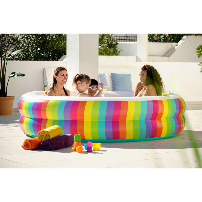 Bestway Piscina Infantil 2 Aros Arcoiris 206x206x51 cm +6 Años Jardin 54443 7