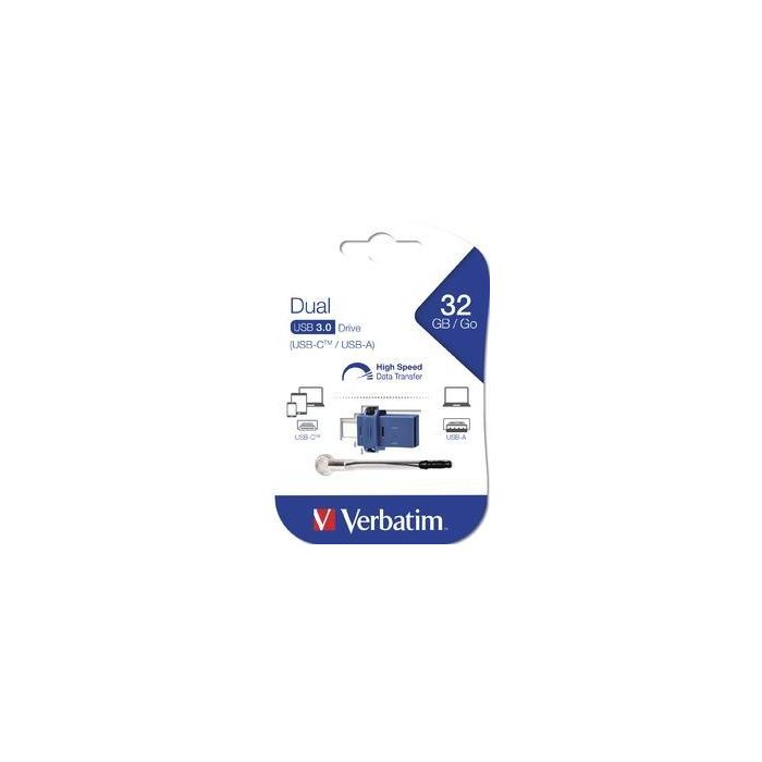 Verbatim Store'n Go Dual Drive USB 3.0 Type-C / Type-A 32GB Azul - Compatible Android Mac Linux