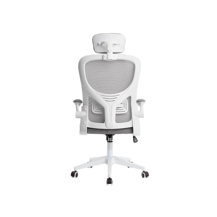 Q-connect Silla Ergonómica de Oficina con Respaldo de Malla Ajustable, Base de Nylon, Color Blanco Gris 6