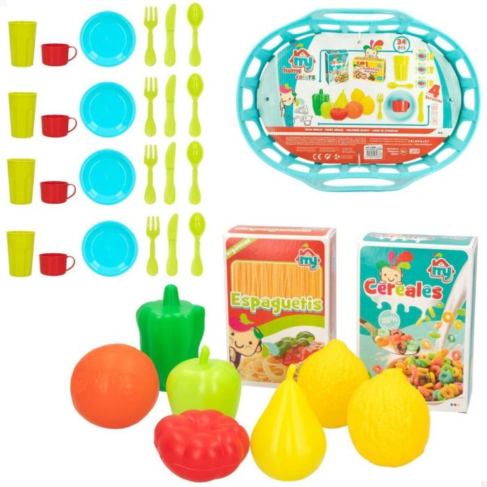 Set de Alimentos de Juguete Colorbaby Menaje y utensilios de cocina 34 Piezas 33 Piezas (16 Unidades) 4 Set de Alimentos de Juguete Colorbaby Menaje y utensilios de cocina 34 Piezas 33 Piezas (16 Unidades) 4