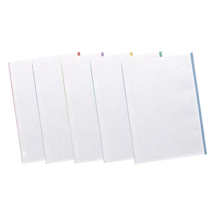Liderpapel Recambio A4 120 Hojas 90gr Cuadro 5 mm 4 Taladros Bandas Colores Pasteles 5