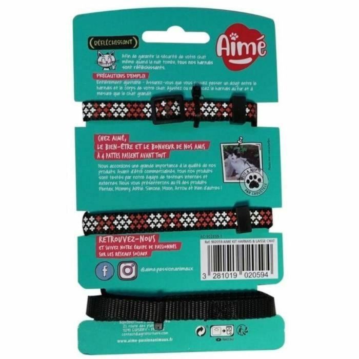 AIMÉ Kit Arnés y Correa Rojo Reflectante para Gatos AIM3281019020594 3 AIMÉ Kit Arnés y Correa Rojo Reflectante para Gatos AIM3281019020594 3