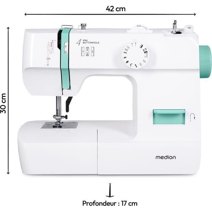 Máquina de coser - MEDION - SM 70 - 71W - 12 puntadas - 700 rpm - LED - Turquesa 3 Máquina de coser - MEDION - SM 70 - 71W - 12 puntadas - 700 rpm - LED - Turquesa 3
