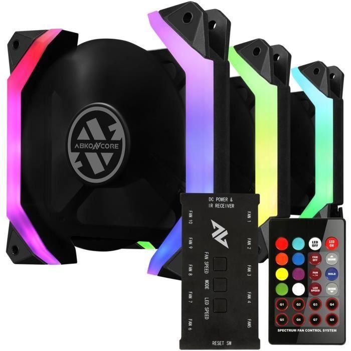 ABKONCORE Spider Spectrum Sync (paquete de 3) - Ventilador A-RGB de 120 mm para caja