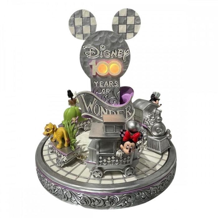 Enesco Figura Decorativa Disney 100 Mickey & Minnie Tren Resina 25.4x25.4x25.4 cm