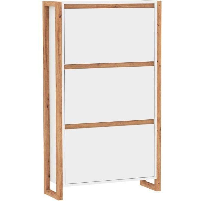 Denver Zapatero 49A DENVER003994 Blanco / Roble 70 x 25 x 125 cm