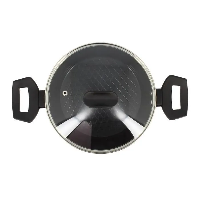 Menastyl 6020646 Horno Holandés de Aluminio Forjado, 20 cm, Negro, Apto para Todo Tipo de Fuegos Incluida Inducción