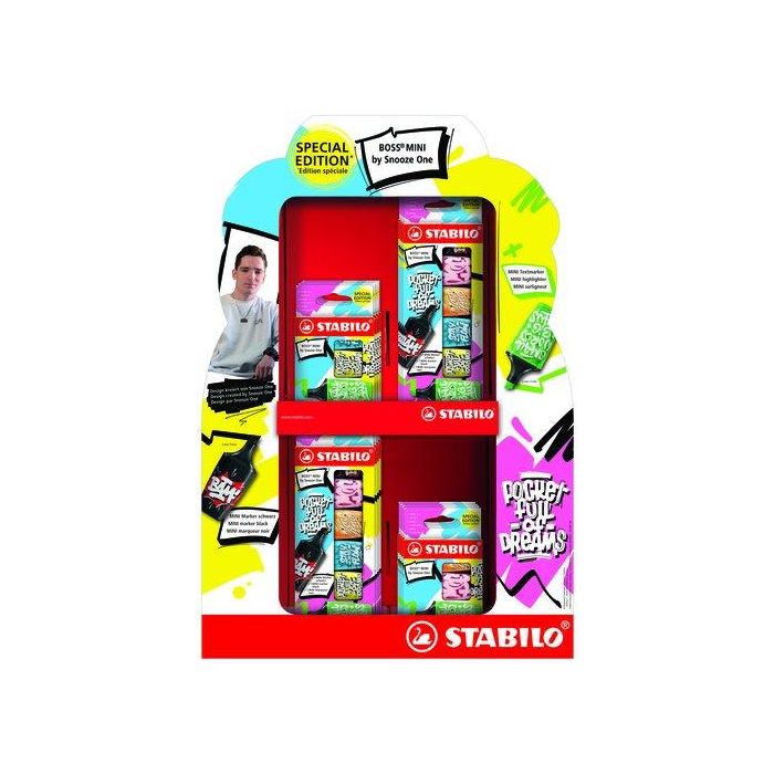 Marcador Fluor Stabilo Boss Mini 07 By Sooze One Expositor De 16 4X 07/03-61 Est.3 (Verde, Azul, Amarillo) 4X 07/03-71 Est.3 (Verde, Rosa, Naranja) 8X 07/06-30 Est.6