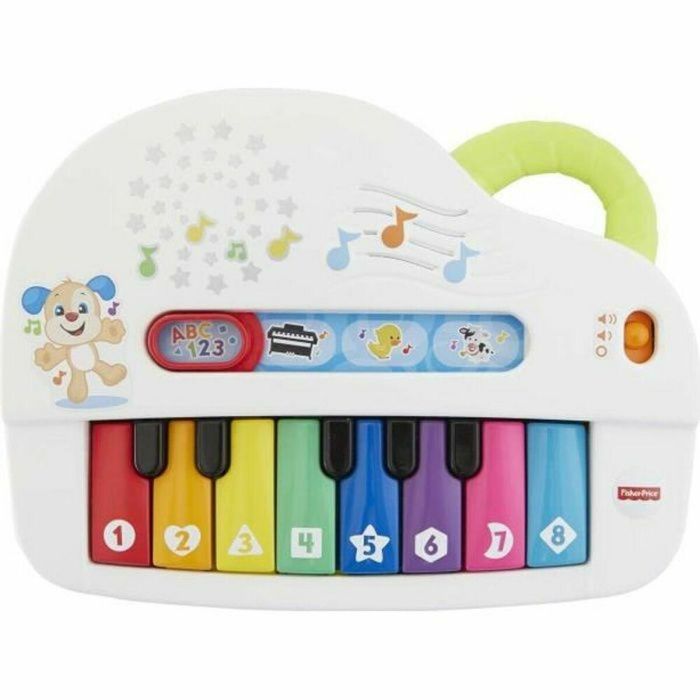 Fisher Price My Funny Piano - Piano electrónico de bebé con 8 teclas, 4 modos, 60 canciones y frases, luces, portátil - +6 meses
