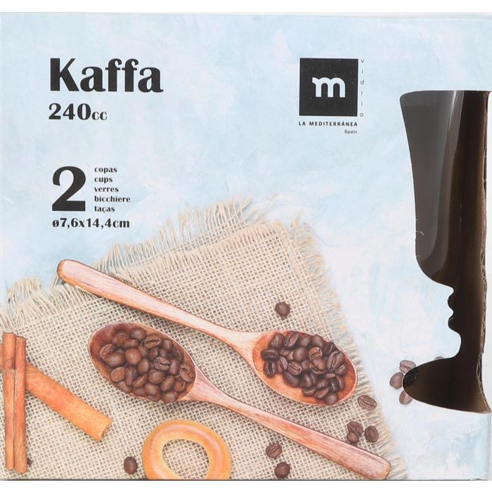 La Mediterranea Set de 2 Copas de Cristal Kaffa para Café Irlandés, 240 ml, Ø7.6 x 14.4 cm (18 Cajas) 1