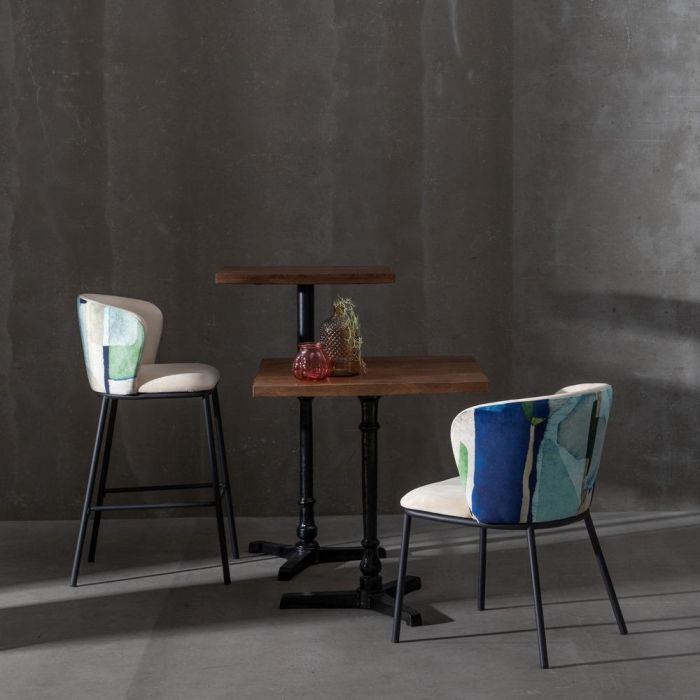 Silla Abstracto Verde-Beige Tejido-Metal 58 X 52 X 77 cm