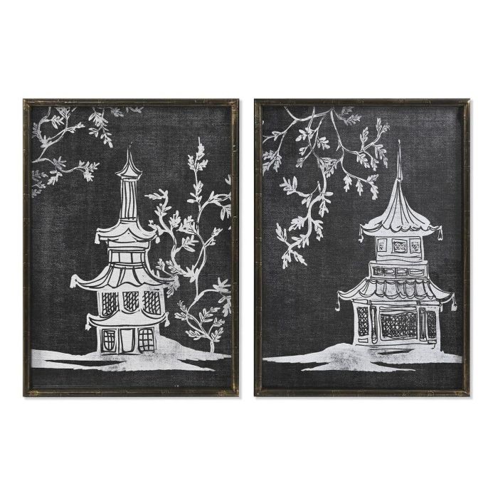Cuadro Oriental DKD Home Decor Negro Blanco 2.8 x 70 x 50 cm (2 Unidades) Cuadro Oriental DKD Home Decor Negro Blanco 2.8 x 70 x 50 cm (2 Unidades)