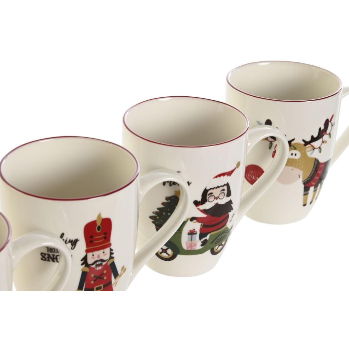 Mug Navidad Fantasia DKD Home Decor Rojo Verde 8 x 10.5 x 12 cm (12 Unidades) 2