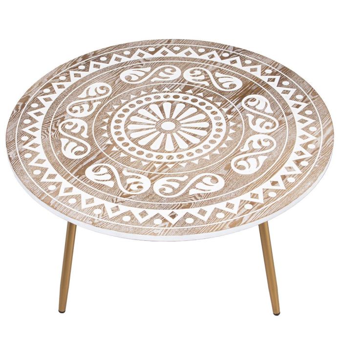 Mesa de Centro Alexandra House Living Blanco Marrón Metal 90 x 42 x 90 cm 3