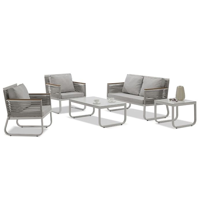 Sofa DKD Home Decor Blanco Blanco 69 x 79 x 128 cm Set de 5 0 Sofa DKD Home Decor Blanco Blanco 69 x 79 x 128 cm Set de 5 0