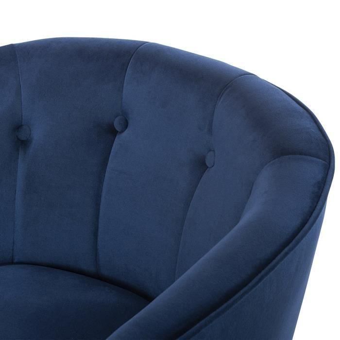 Sillón ELIOTT - Patas de metal - Terciopelo azul - L 68 x P 59 x A 72 cm 5