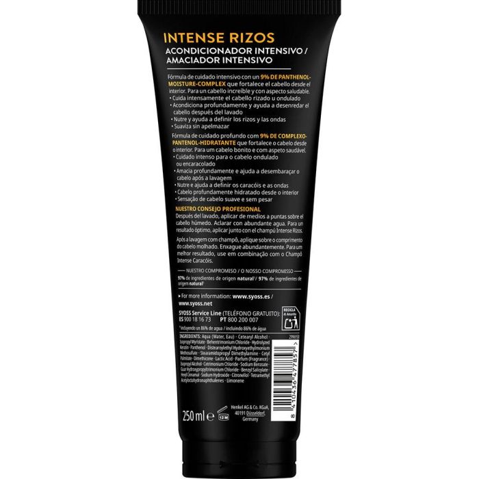 Syoss Acondicionador Rizos Control Intensivo 250 ml para Cabello Rizado 1