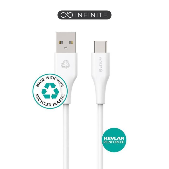 eSTUFF INFINITE Super Soft USB-C to USB-A Cable 2m - 100% Recycled PVC Free Plastic eSTUFF INFINITE Super Soft USB-C to USB-A Cable 2m - 100% Recycled PVC Free Plastic