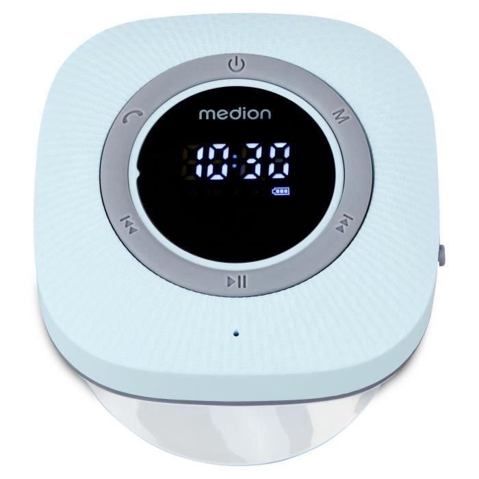 Medion MED4061275227659 Radio de Ducha FM Bluetooth IPX6 con Soporte de Ventosa – Azul 4