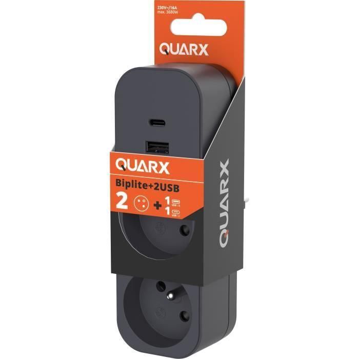 Quarx QUARX 2P 16A Conector con USB-A y USB-C, compatible con NF