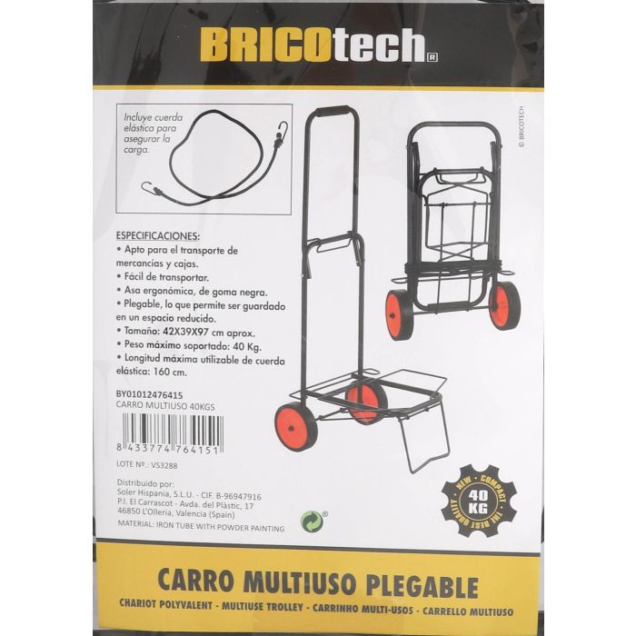 Bricotech Carro Multiuso 40 kg, 37 x 14 x 60 cm (4 Unidades) 11