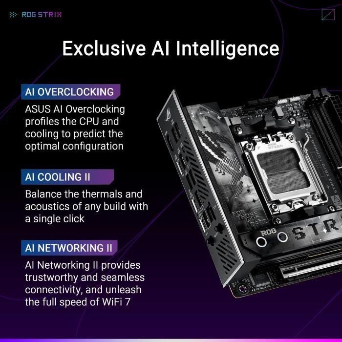 Asus ROG STRIX X870-I GAMING WiFi AMD X870 Socket AM5 Mini ITX, Wi-Fi 7, DDR5, 90MB1IW0-M0EAY0 1