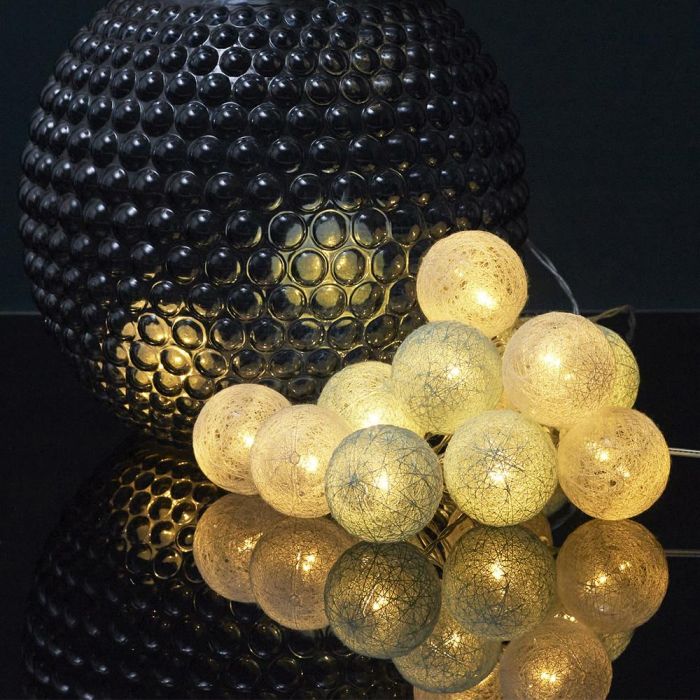 Home Deco Factory Guirnalda Luz 15 LED USB Bolas Blancas y Azules 2700K Luz Blanca Cálida 3 Home Deco Factory Guirnalda Luz 15 LED USB Bolas Blancas y Azules 2700K Luz Blanca Cálida 3