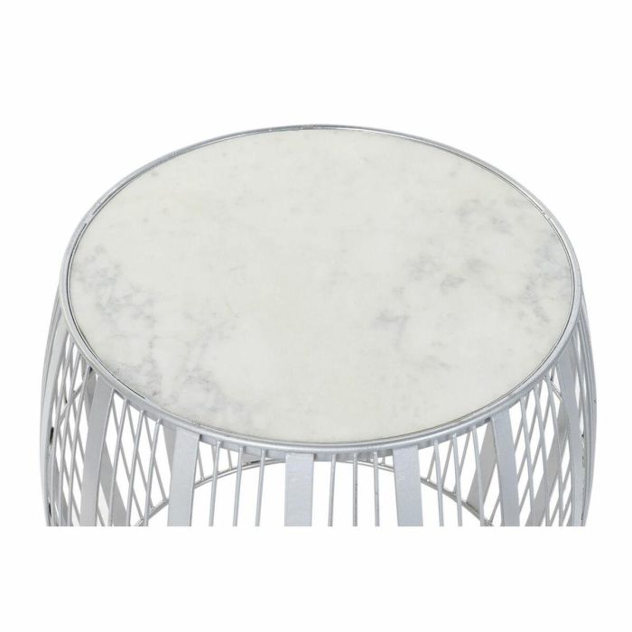 Mesita Auxiliar Moderno DKD Home Decor Plateado Blanco 46 x 41 x 46 cm 2