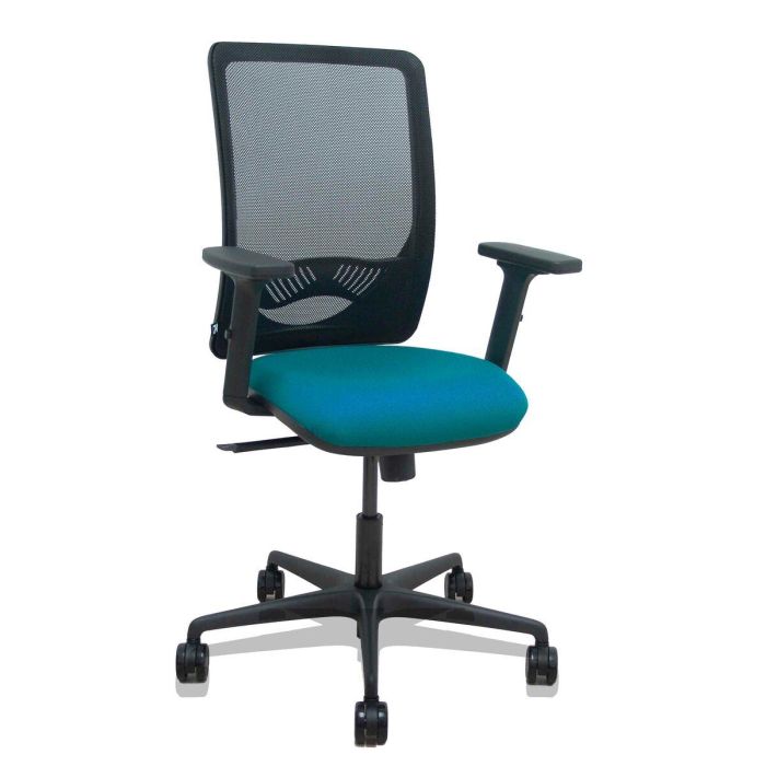 PIQUERAS Y CRESPO Silla Zulema sincro malla negra asiento bali verde petroleo brazos 2D ruedas 65mm PIQUERAS Y CRESPO Silla Zulema sincro malla negra asiento bali verde petroleo brazos 2D ruedas 65mm