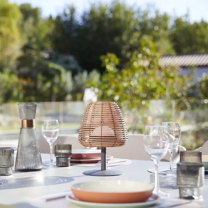 Lumisky LUM3760093543187 Lámpara de mesa inalámbrica BOHEME H25 cm Ratán natural Blanco cálido LED blanco 5