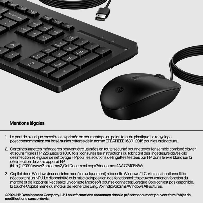 HP Combo Ratón y Teclado 225 Wired - Disposición UK