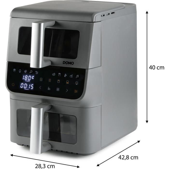 Domo Freidora sin aceite DO550FR Doble depósito 3,5 L + 6,5 L - 10 programas - 2500 W 3