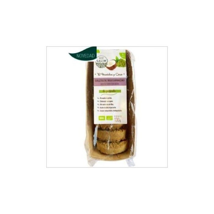 ECO SALIM Galletas de Trigo Sarraceno, Matcha y Coco Bio 130g - Veganas, Alto en Fibra, Sin Aceite de Palma