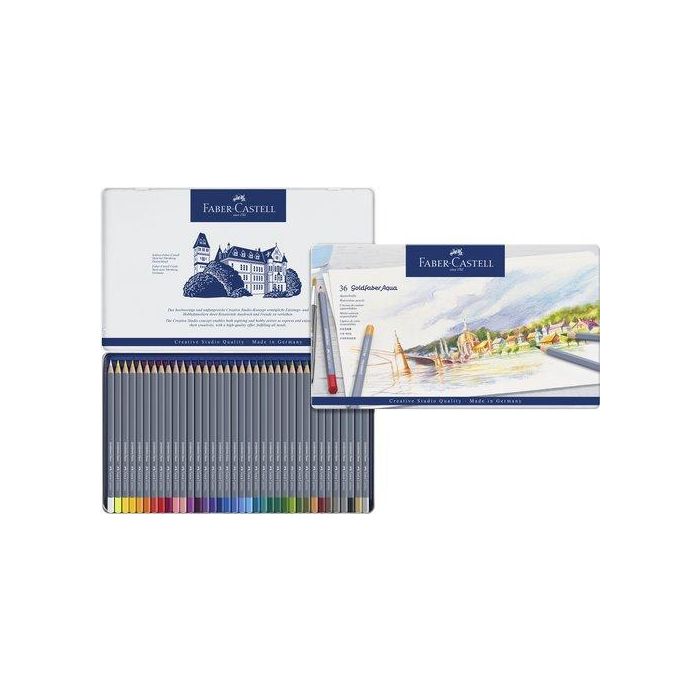Lapices Acuarelables Faber-Castell Goldfaber Aqua 1146 Estuche De Metal De 36