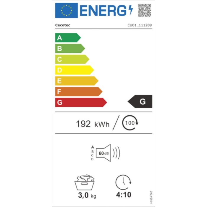 Secadora con bomba de calor Cecotec Dry 3400V