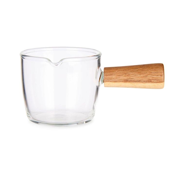 Vivalto Cazo 100 ml de Cristal Borosilicato con Mango de Madera - Transparente/Marrón, 6.5x5x10.5 cm (Set de 12)