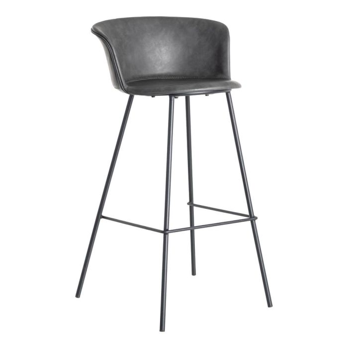 Taburete Negro Metal / Simil Piel 44,50 X 48,50 X 93,50 cm