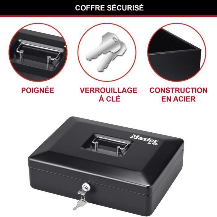 Master Lock Caja de monedas Formato M con 8 compartimentos, cerradura de llave, bandeja extraíble de acero, color negro 3 Master Lock Caja de monedas Formato M con 8 compartimentos, cerradura de llave, bandeja extraíble de acero, color negro 3