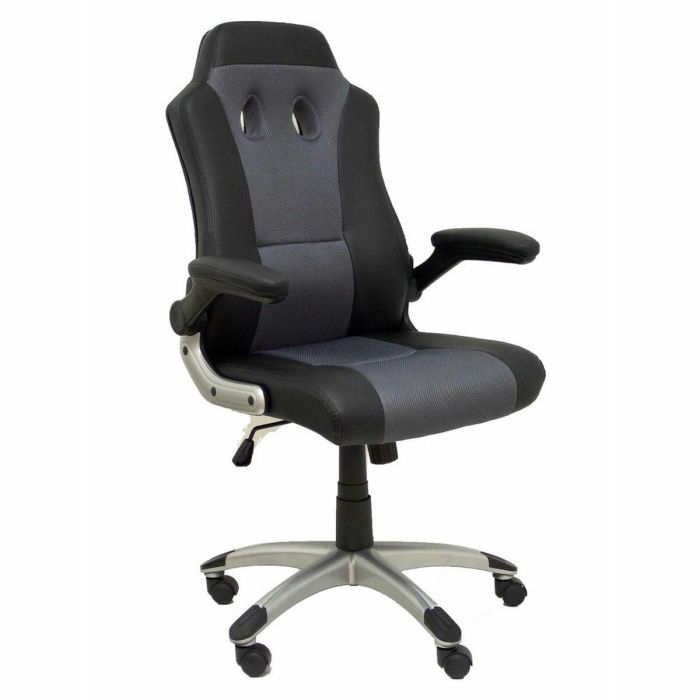 Piqueras y Crespo Silla Gaming Talave Similpiel Negro y Gris con Respaldo Ergonómico, Brazos Retráctiles y Mecanismo Basculante