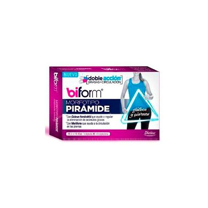 DIETISA Morfotipo Pirámide, complemento alimenticio doble acción grasas y circulación, 28 cápsulas