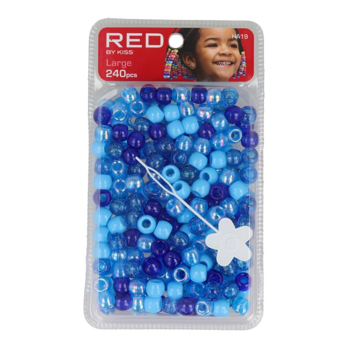 Red Kiss L Hair Beads 240 Pcs (Blue Asst)