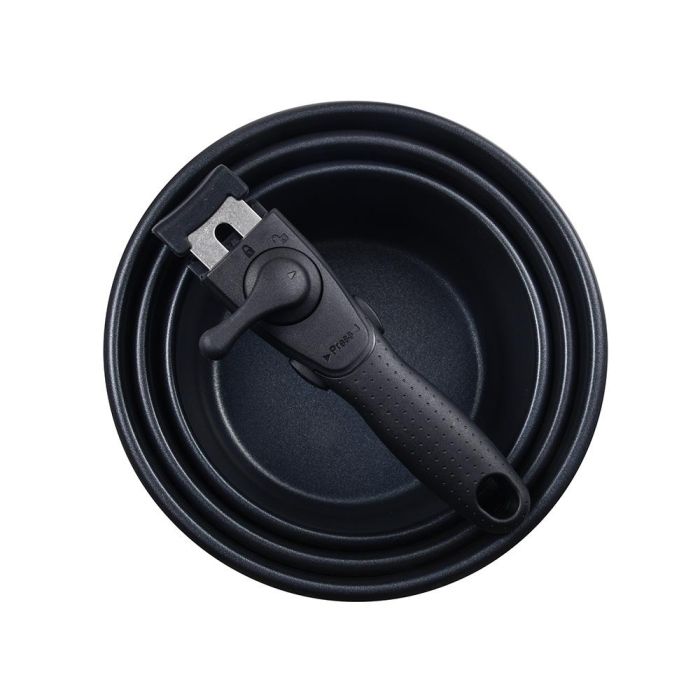 Bergner BG-32293-MM Set 3 Cazos Click & Cook Acero Inoxidable Ø16x8cm, Ø18x9cm, Ø20x10cm + Mango Multiusos Desmontable Inducción 2