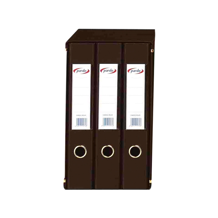 Pardo Módulo Archivador 3 Carpetas Folio 2 Anillas 40 mm Azul 350x200x300 mm Compacto Cartón Forrado con Compresor Metálico Tarjetero Ollao 1