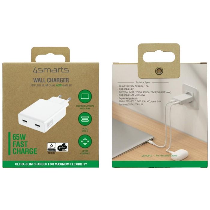 4smarts Netzladegert PDPlug Slim Dual 65W GaN 2C. wei 2